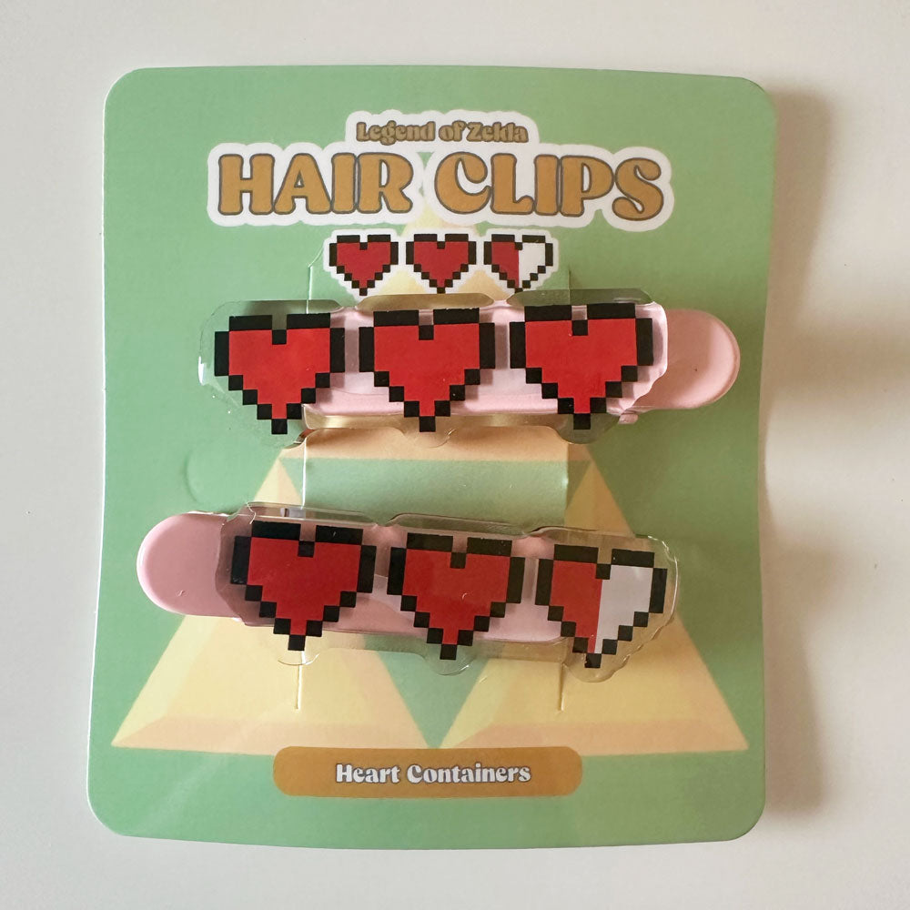 LoZ Pixel Hearts Hairclips